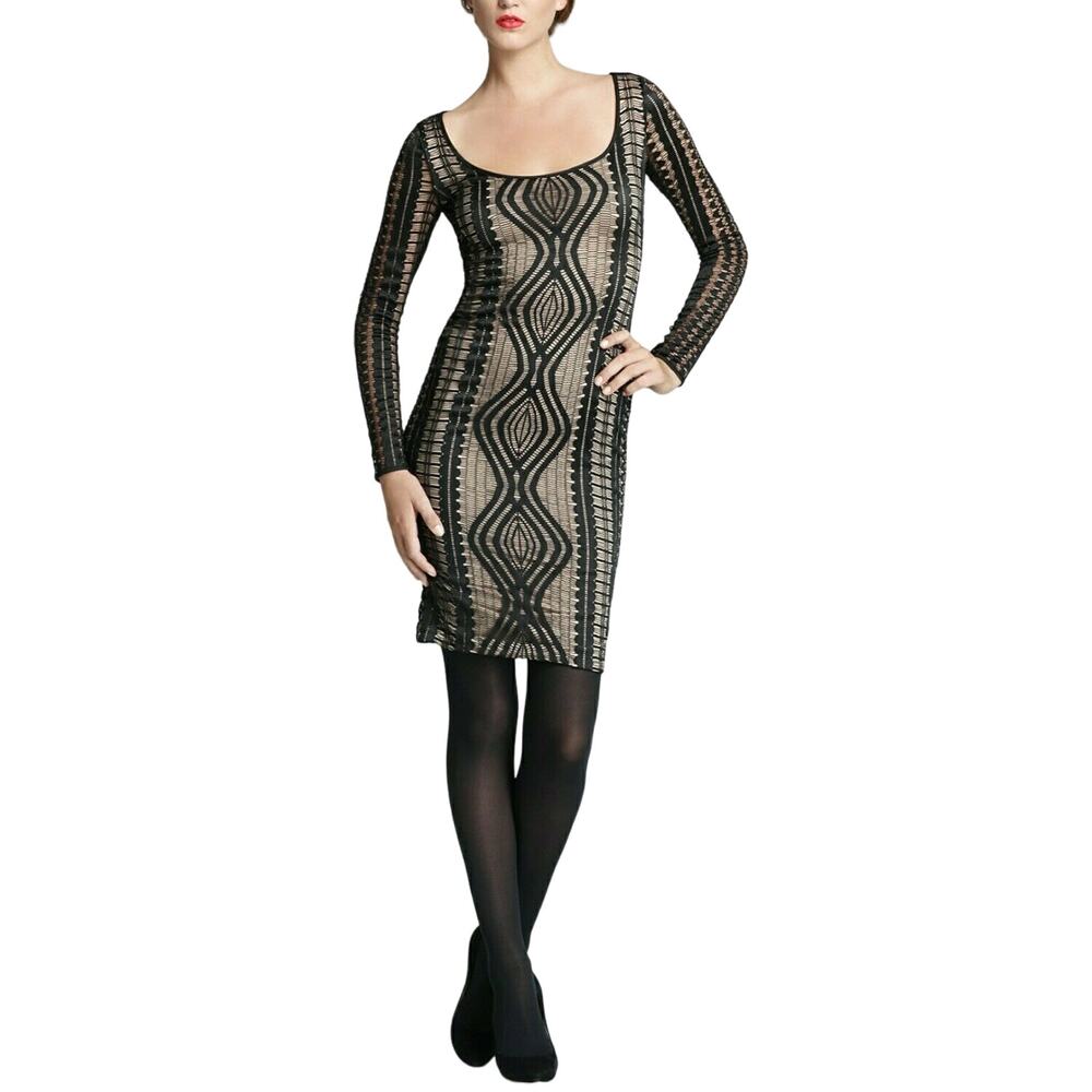 BCBG MAXAZRIA Tanya long sleeve black lace scoop neck bodycon dress Size XXS - Picture 11 of 11